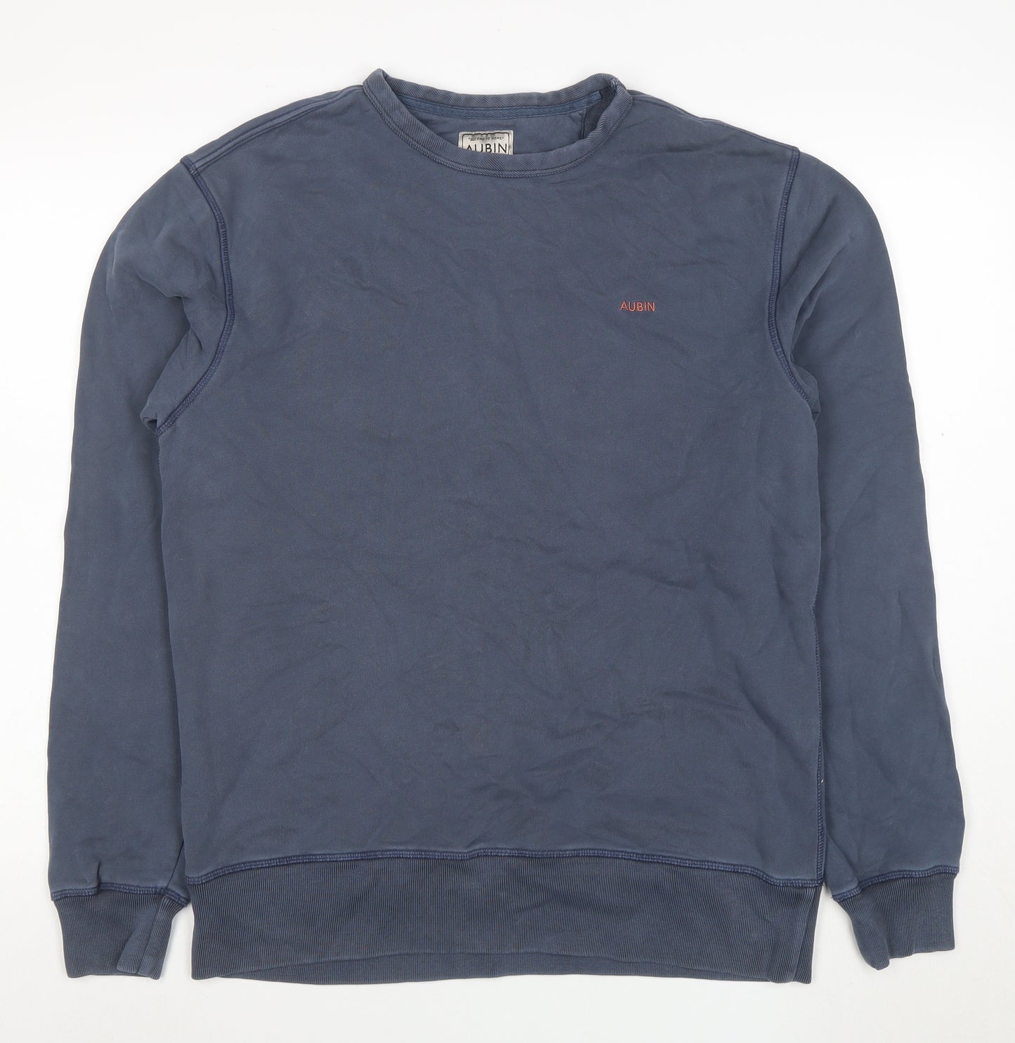 Aubin Men's Blue Medium Crew Neck Cotton Pullover Sweatshirt