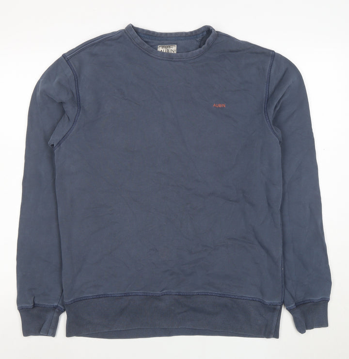Aubin Men's Blue Medium Crew Neck Cotton Pullover Sweatshirt