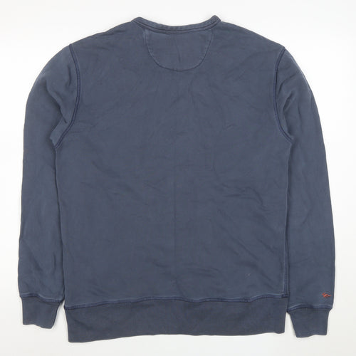 Aubin Men's Blue Medium Crew Neck Cotton Pullover Sweatshirt