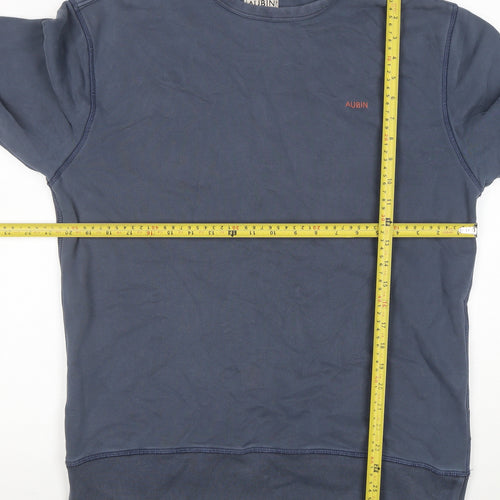 Aubin Men's Blue Medium Crew Neck Cotton Pullover Sweatshirt