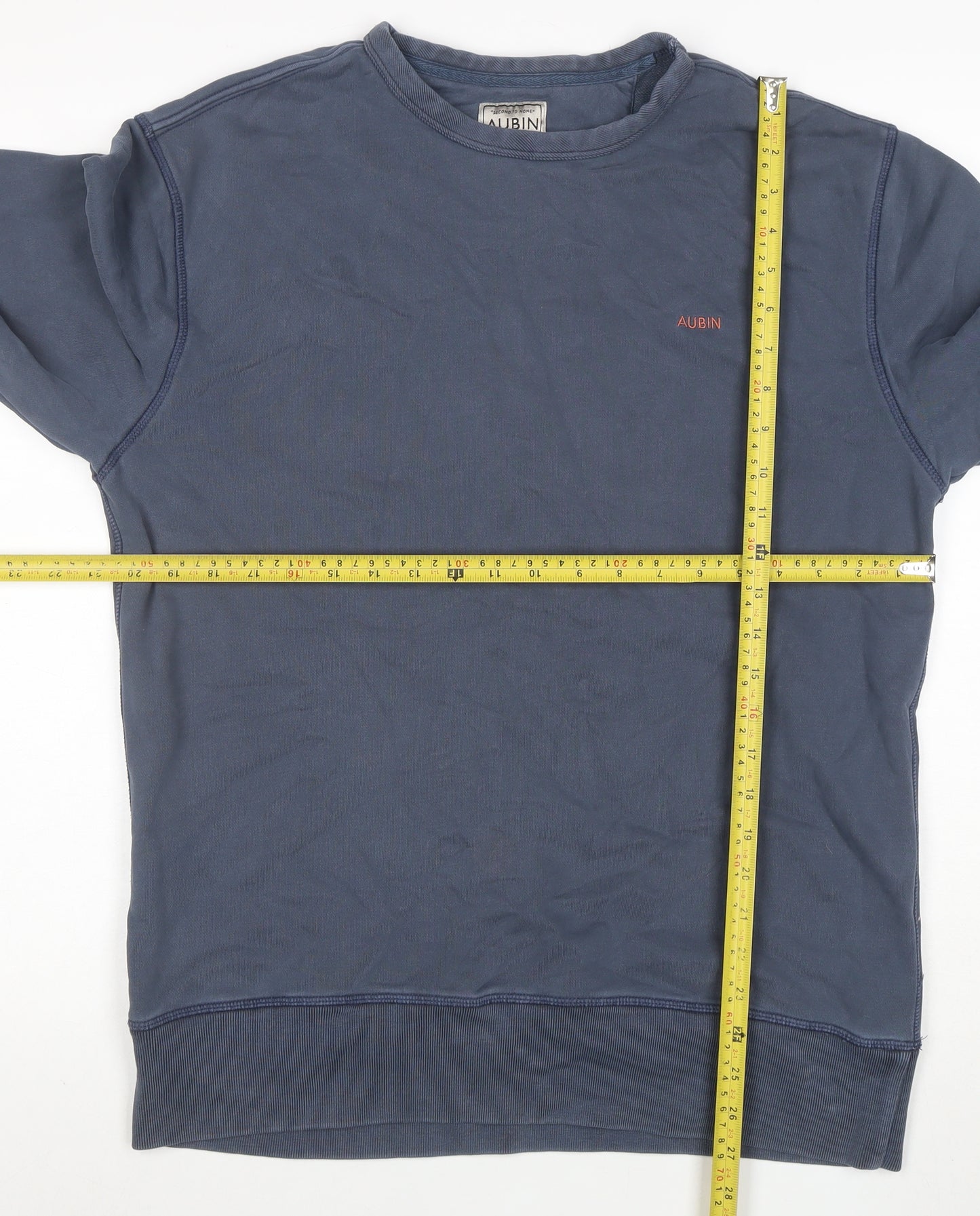 Aubin Men's Blue Medium Crew Neck Cotton Pullover Sweatshirt