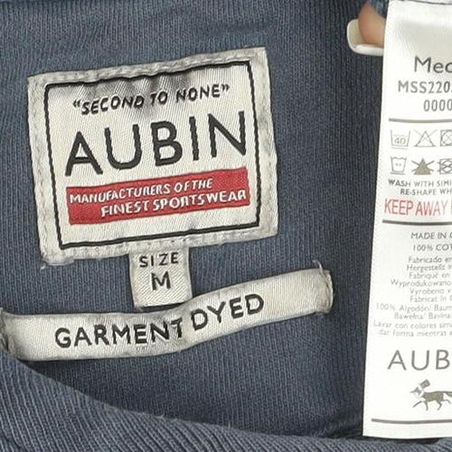Aubin Men's Blue Medium Crew Neck Cotton Pullover Sweatshirt