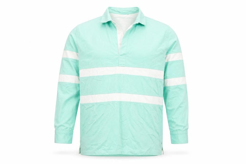 The Cotton Shirt Company Men's Green Long Sleeve Rugby Polo L