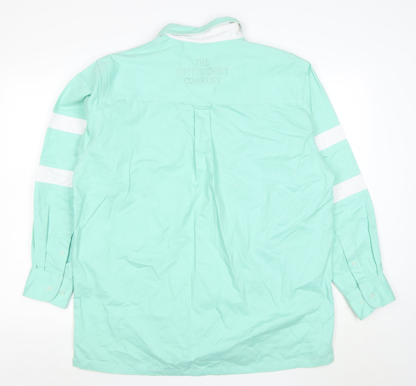 The Cotton Shirt Company Men's Green Long Sleeve Rugby Polo L