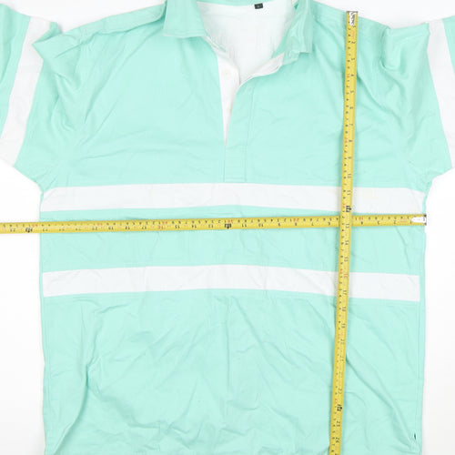 The Cotton Shirt Company Men's Green Long Sleeve Rugby Polo L