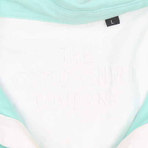The Cotton Shirt Company Men's Green Long Sleeve Rugby Polo L