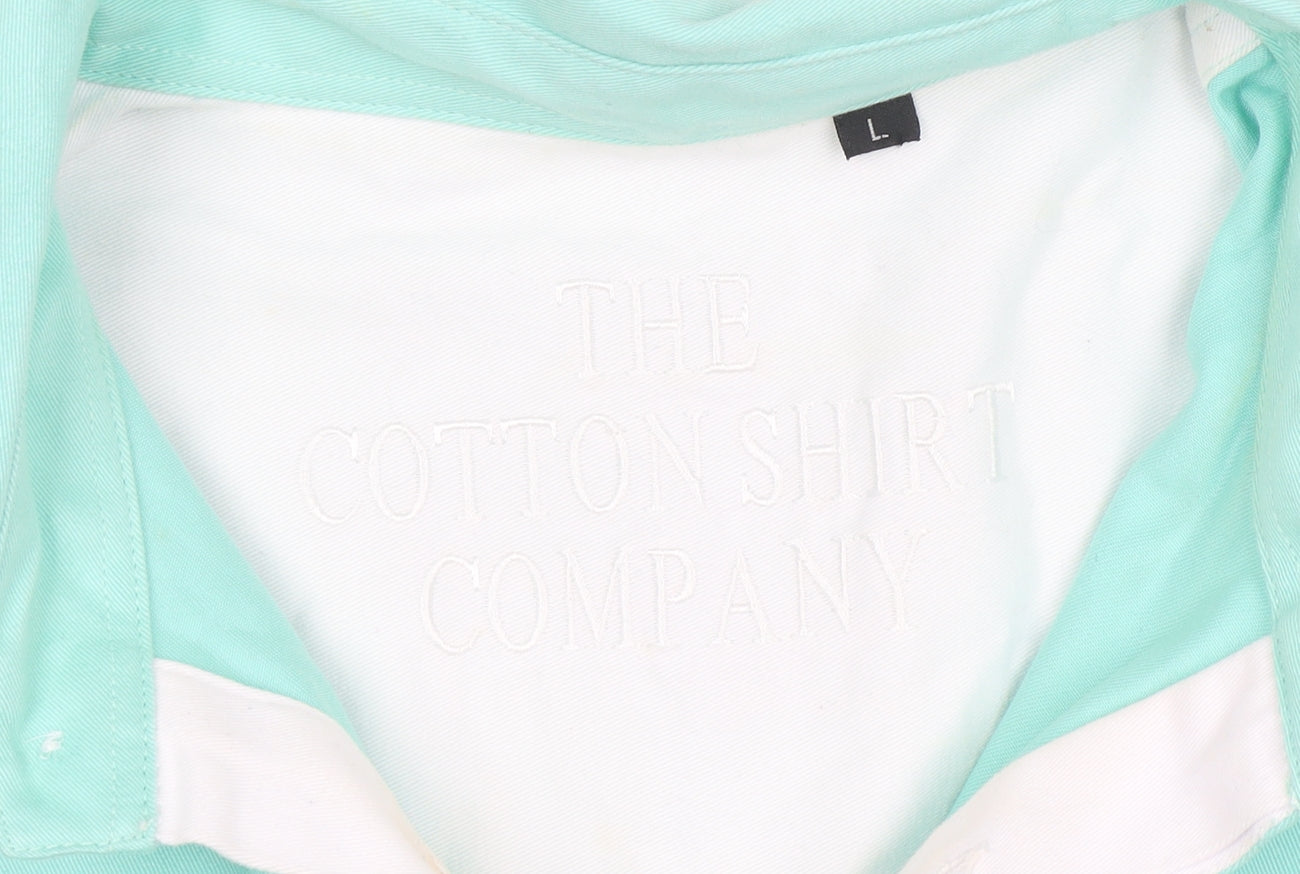 The Cotton Shirt Company Men's Green Long Sleeve Rugby Polo L