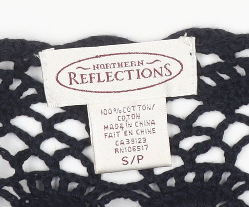 Northern Reflections Womens Black Crochet Cotton Short Sleeve Blouse S