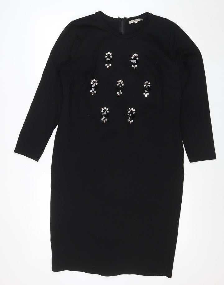 Marks and Spencer Women's Black Beaded Sheath Dress Size 16