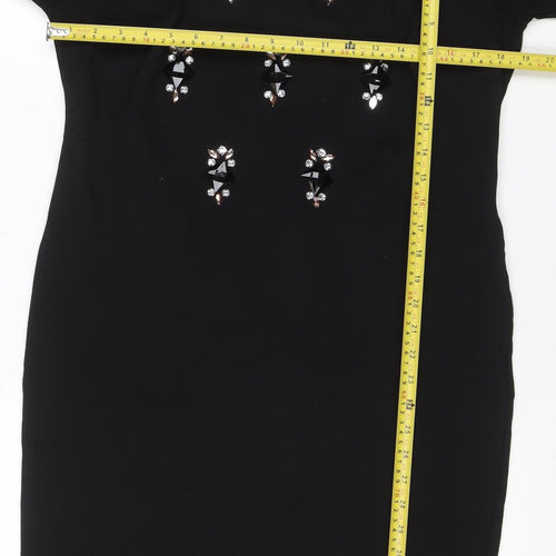 Marks and Spencer Women's Black Beaded Sheath Dress Size 16
