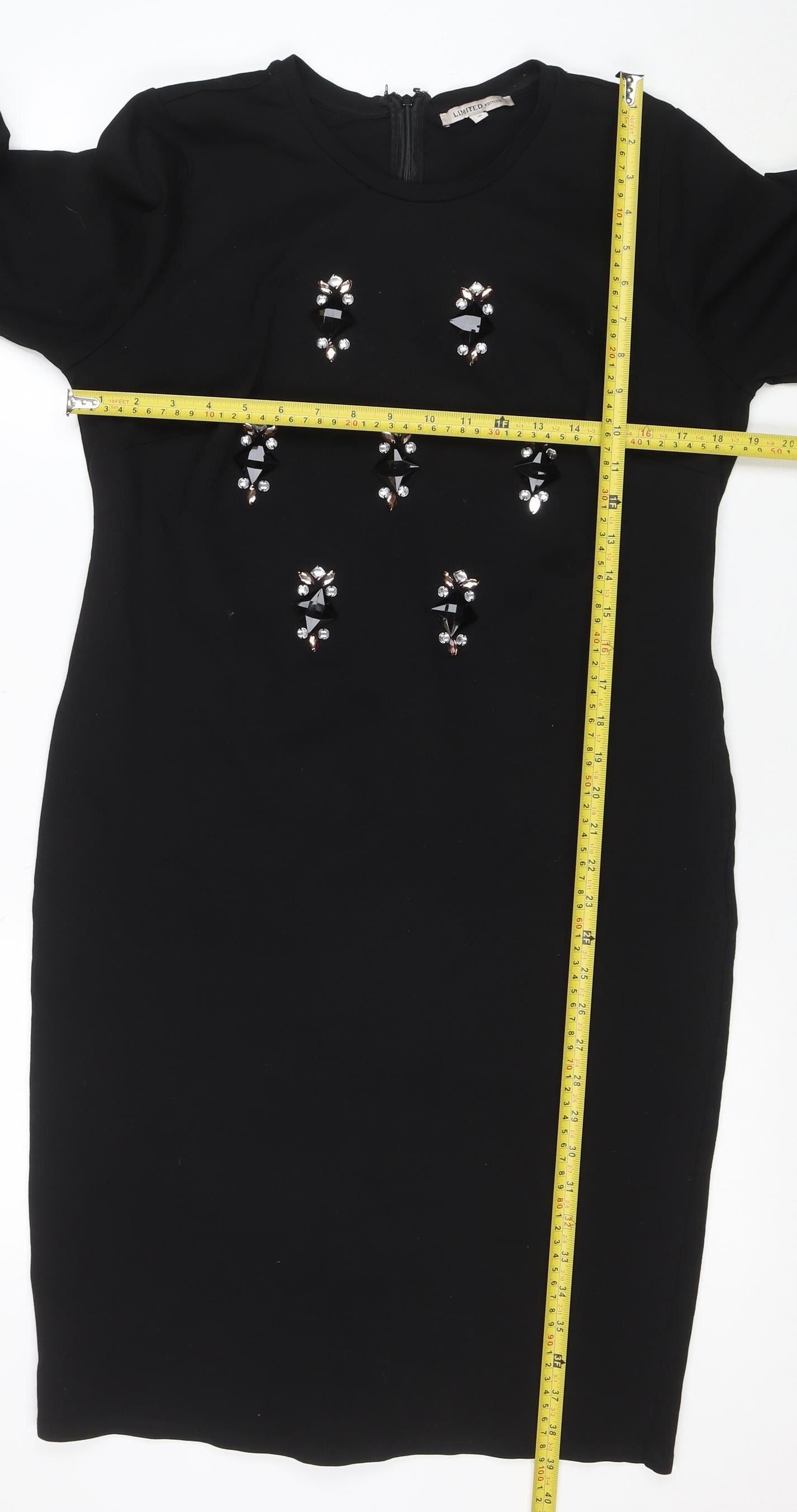 Marks and Spencer Women's Black Beaded Sheath Dress Size 16