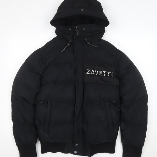 Zavetti Canada Men's Black Puffer Jacket Hooded Size S Winter Casual
