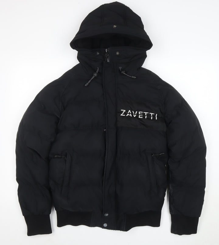 Zavetti Canada Men's Black Puffer Jacket Hooded Size S Winter Casual