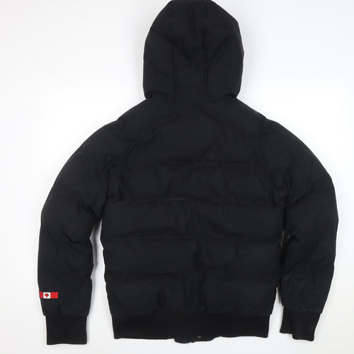Zavetti Canada Men's Black Puffer Jacket Hooded Size S Winter Casual