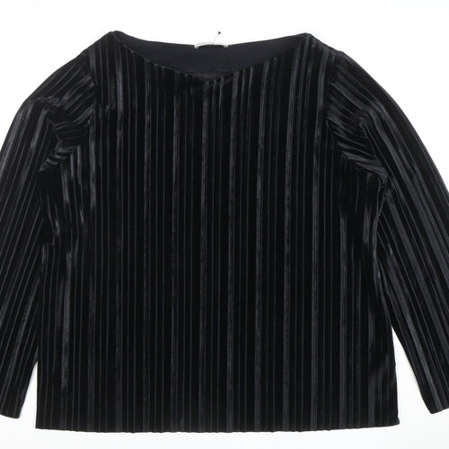 Marks and Spencer Womens Black Velvet Long Sleeve Blouse Size 18