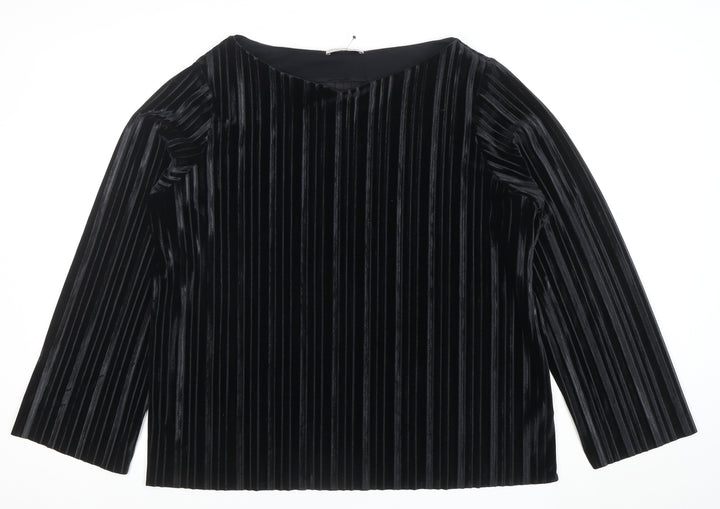 Marks and Spencer Womens Black Velvet Long Sleeve Blouse Size 18