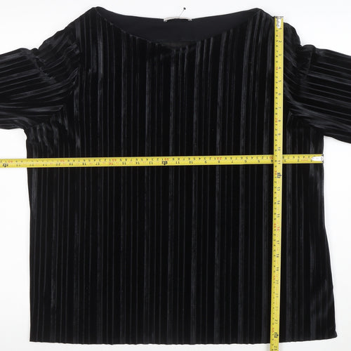 Marks and Spencer Womens Black Velvet Long Sleeve Blouse Size 18
