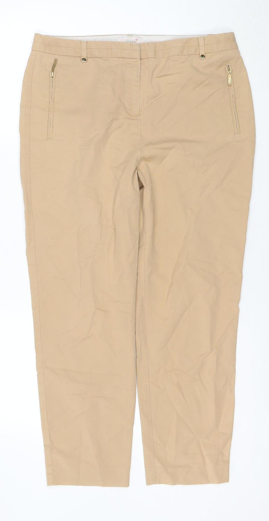 Marks and Spencer Women's Beige Chino Trousers Size 12 Regular