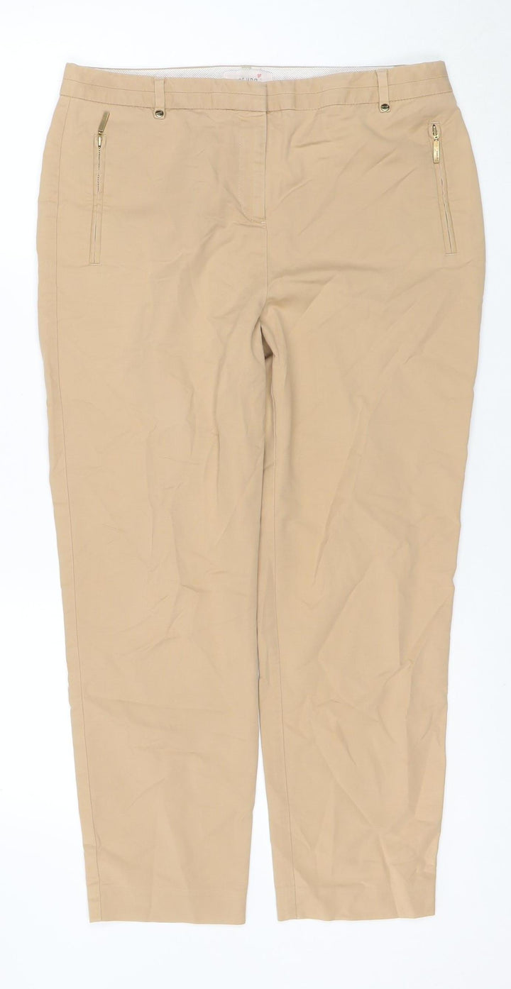 Marks and Spencer Women's Beige Chino Trousers Size 12 Regular