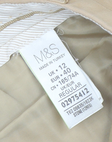 Marks and Spencer Women's Beige Chino Trousers Size 12 Regular