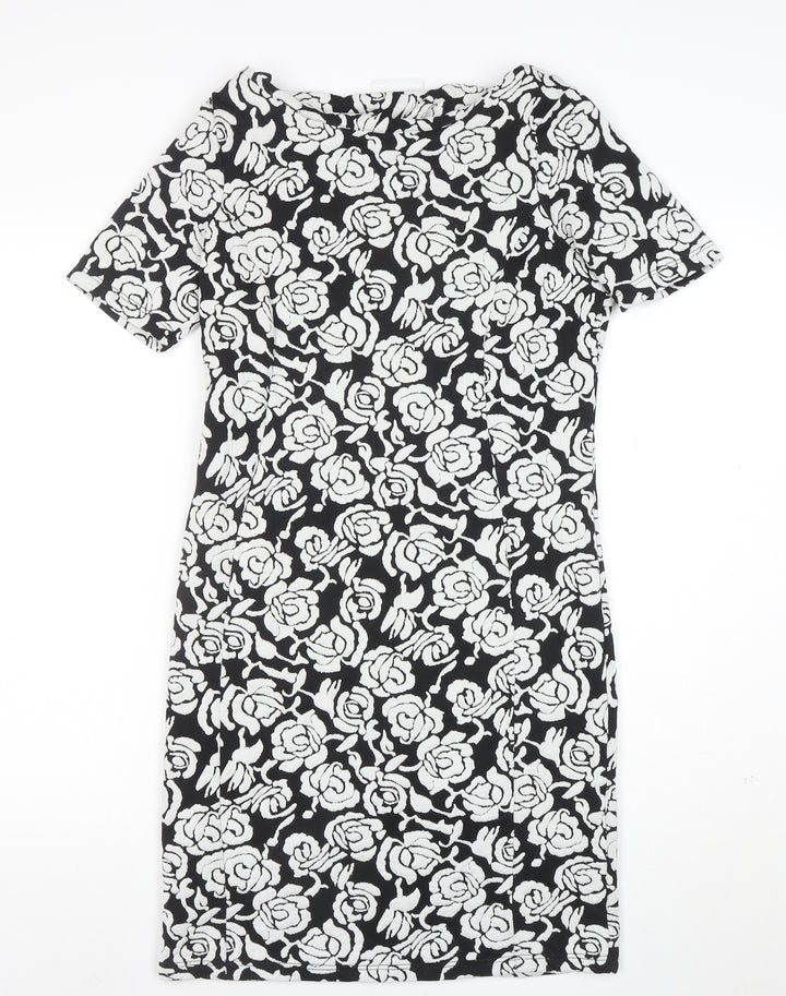 Wallis Women’s Black Floral Sheath Dress Size 10 Stretch Workwear