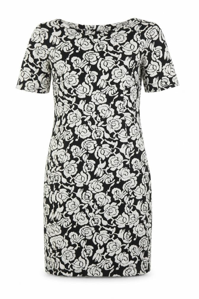 Wallis Women’s Black Floral Sheath Dress Size 10 Stretch Workwear