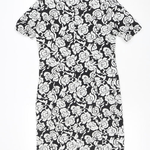 Wallis Women’s Black Floral Sheath Dress Size 10 Stretch Workwear
