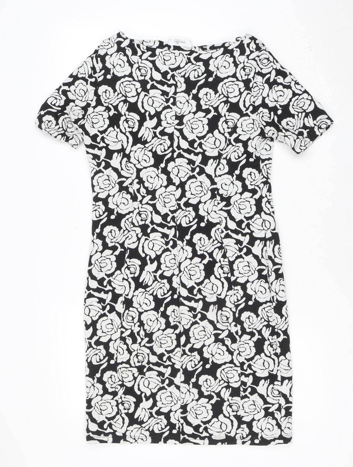 Wallis Women’s Black Floral Sheath Dress Size 10 Stretch Workwear