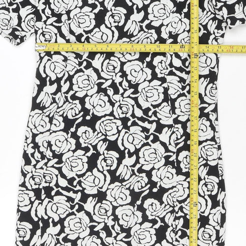 Wallis Women’s Black Floral Sheath Dress Size 10 Stretch Workwear