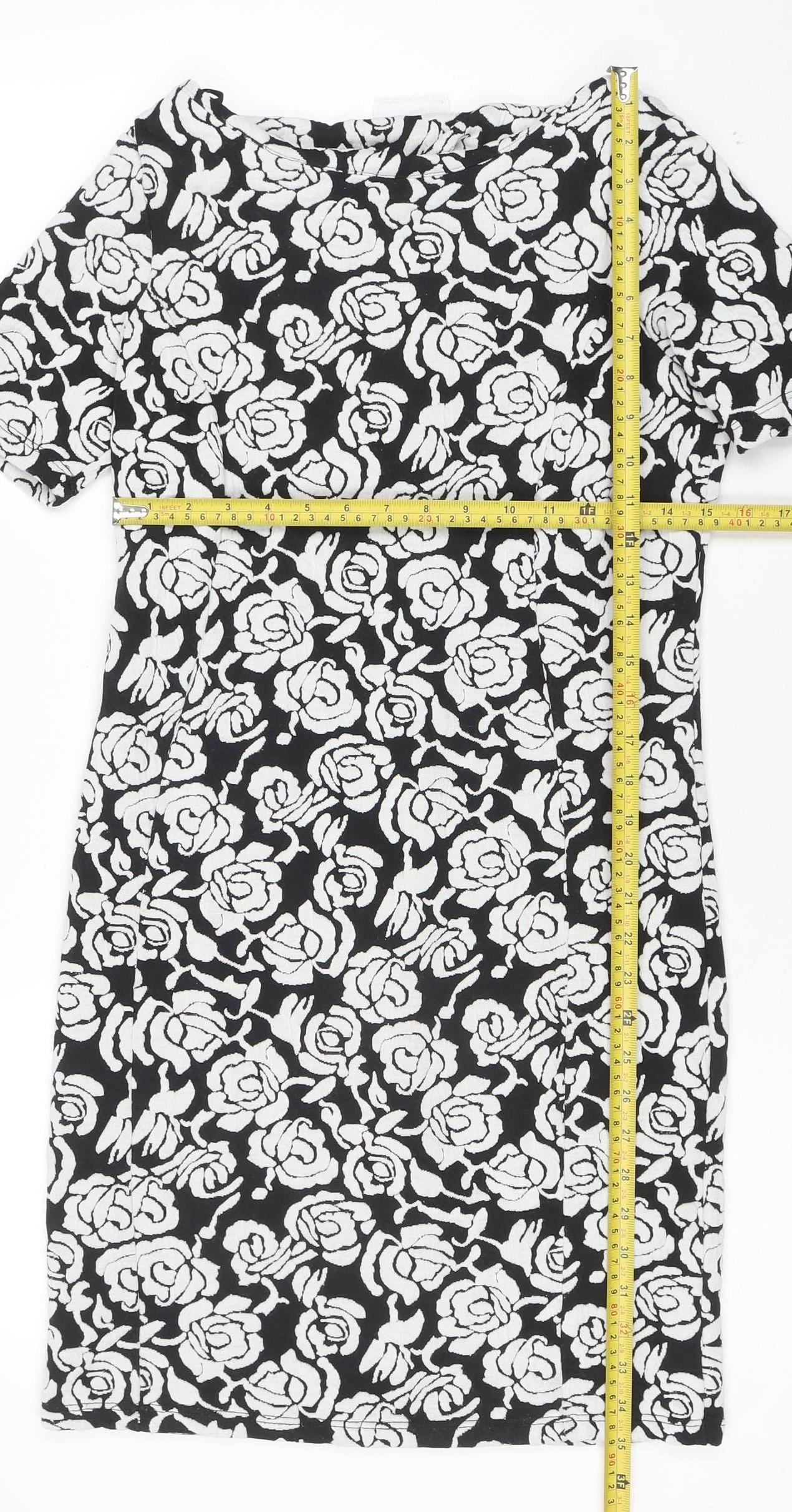 Wallis Women’s Black Floral Sheath Dress Size 10 Stretch Workwear