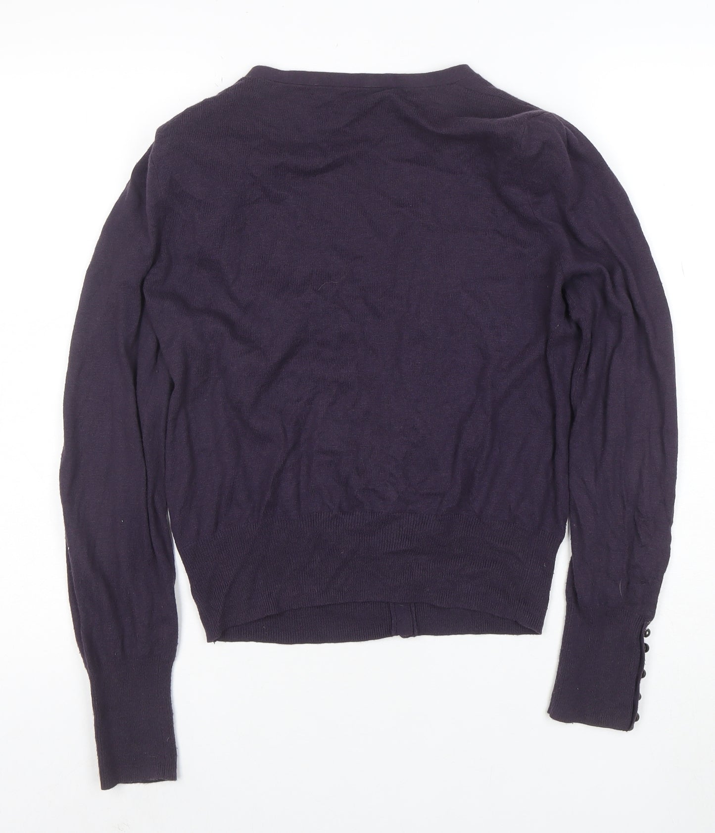 Marks and Spencer Women's Purple Merino Wool V-Neck Cardigan Size 14