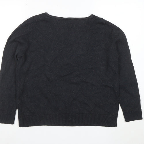 Baum und Pferdgarten Womens Black V-Neck Metallic Wool Blend Jumper S