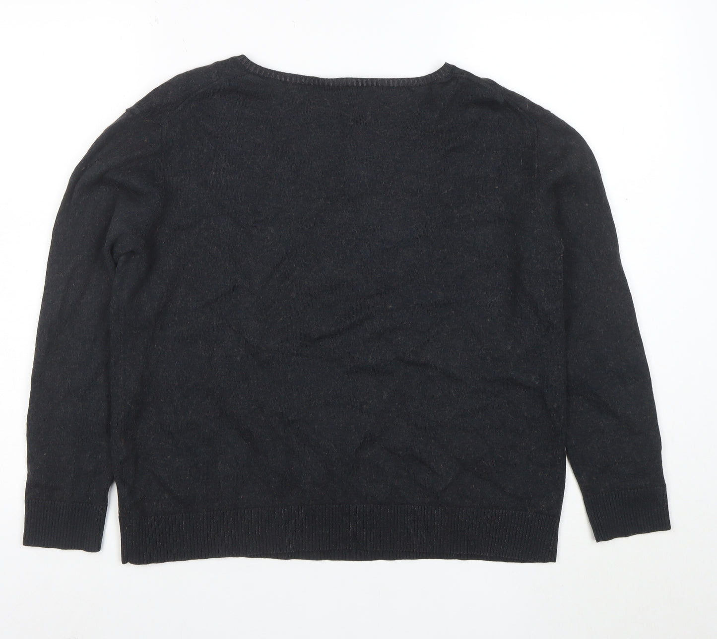 Baum und Pferdgarten Womens Black V-Neck Metallic Wool Blend Jumper S