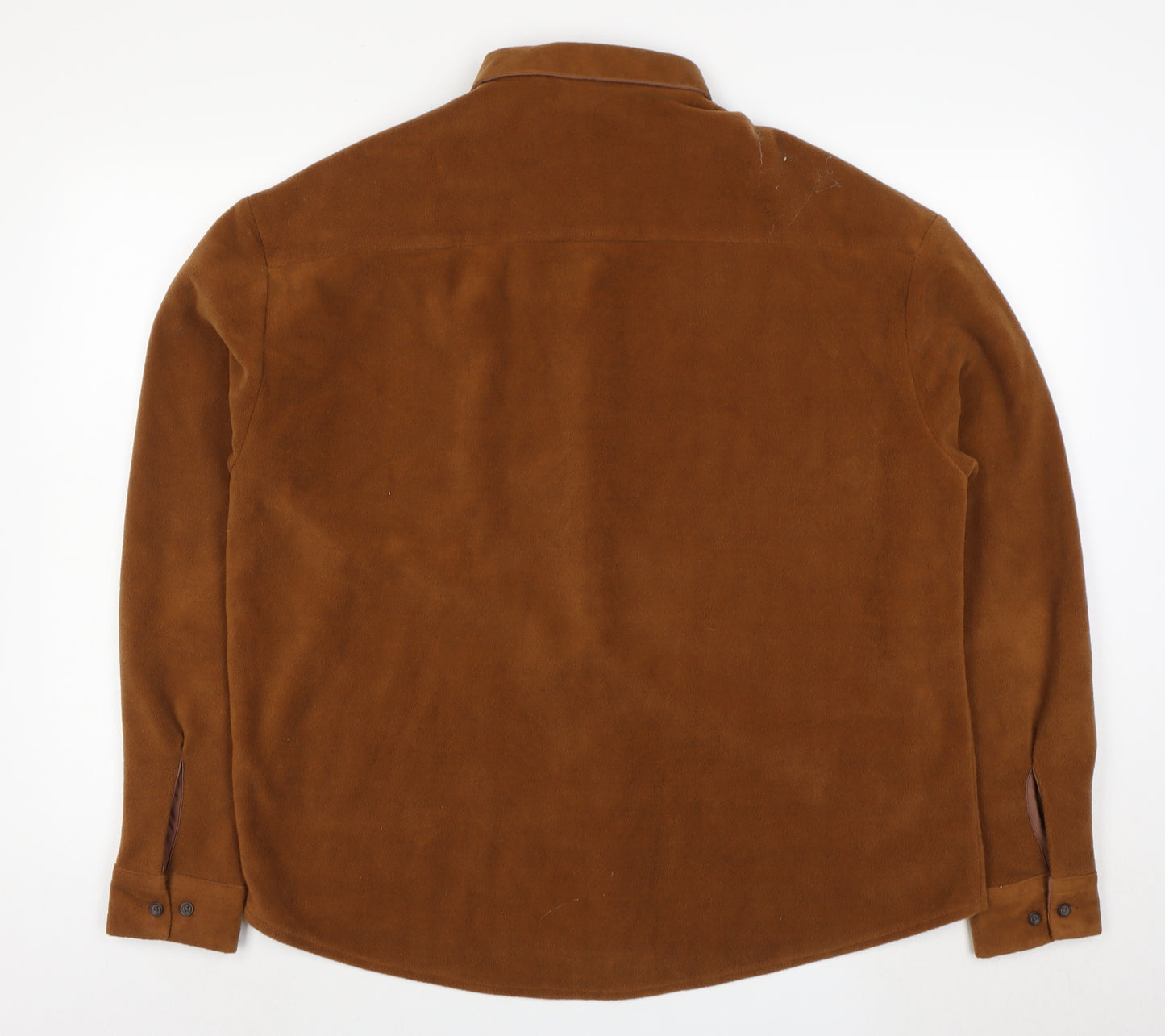 ASOS DESIGN Men's Brown Fleece Button-Down Jacket L 40in Polyester