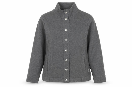 Front view of Dash Women’s Grey Cotton Blend Casual Jacket, size UK 14