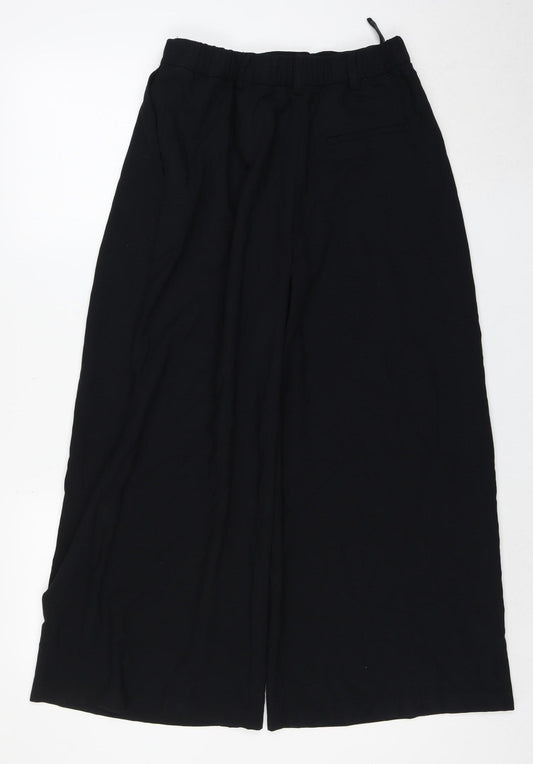 Marks and Spencer Womens Black Size 10 Wide-Leg Cropped Trousers