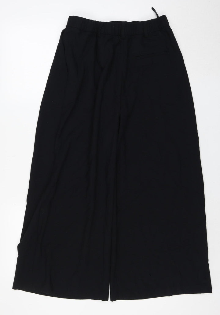 Marks and Spencer Womens Black Size 10 Wide-Leg Cropped Trousers