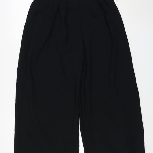Marks and Spencer Womens Black Size 10 Wide-Leg Cropped Trousers