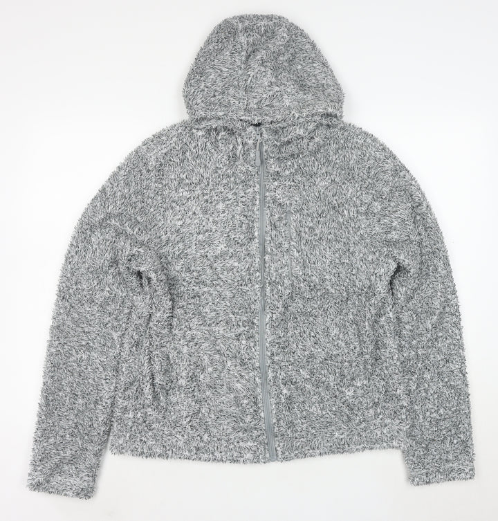 Peter Storm Women Grey Size 12 Fleece Hooded Full Zip Jacket