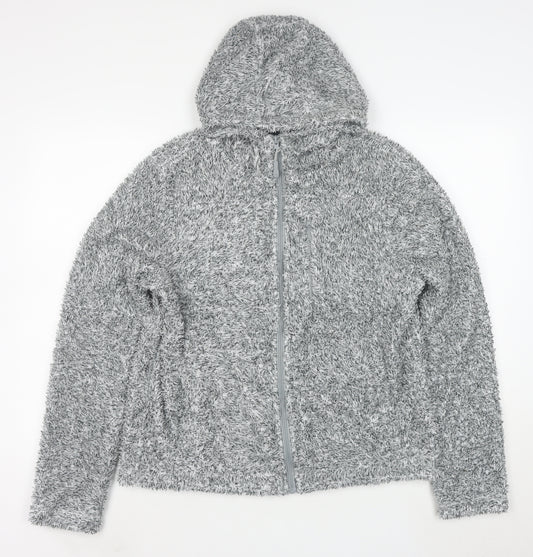 Peter Storm Women Grey Size 12 Fleece Hooded Full Zip Jacket