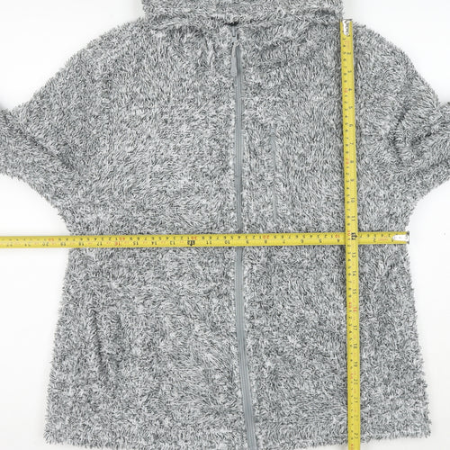 Peter Storm Women Grey Size 12 Fleece Hooded Full Zip Jacket