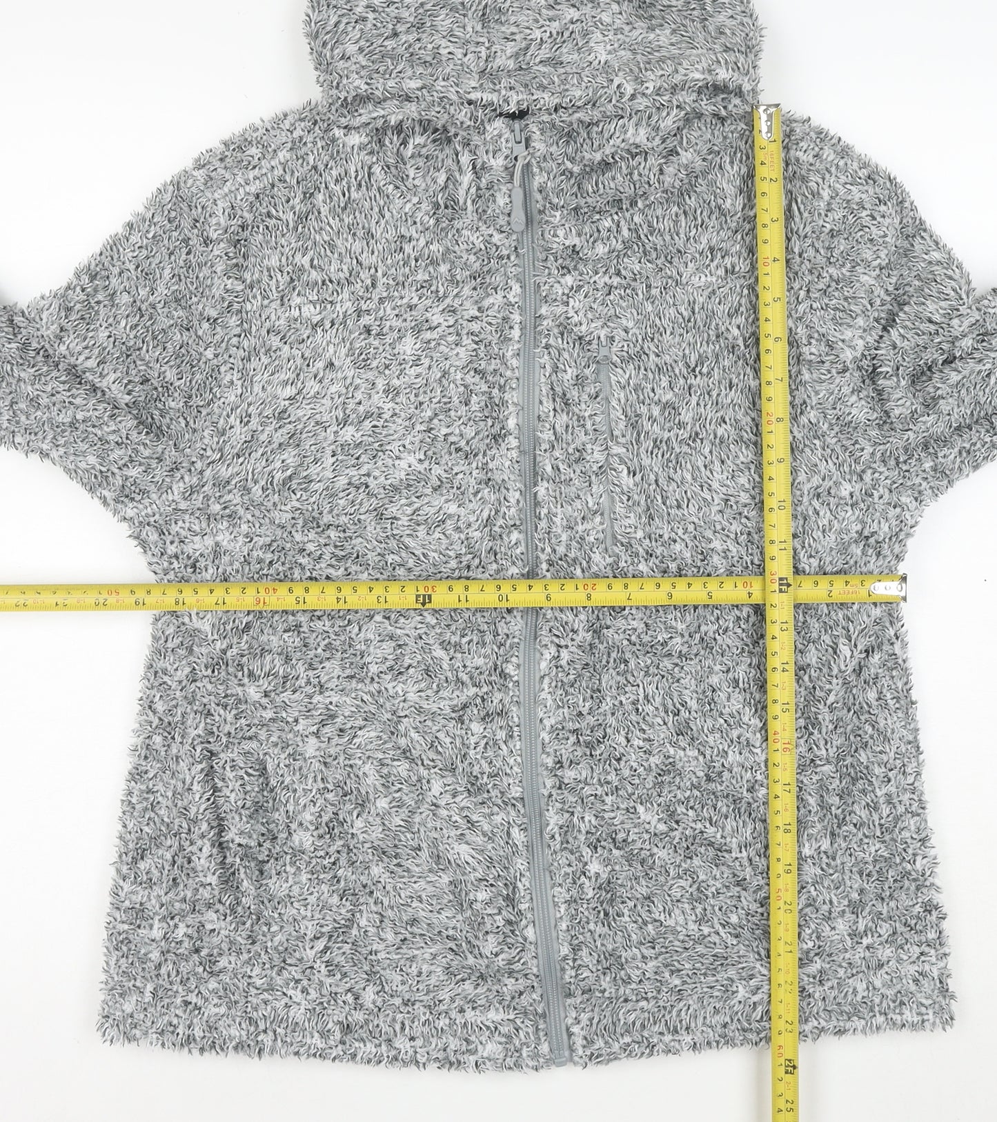Peter Storm Women Grey Size 12 Fleece Hooded Full Zip Jacket