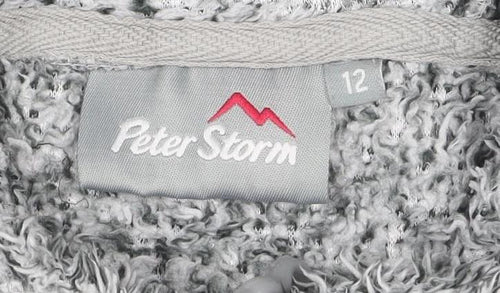Peter Storm Women Grey Size 12 Fleece Hooded Full Zip Jacket