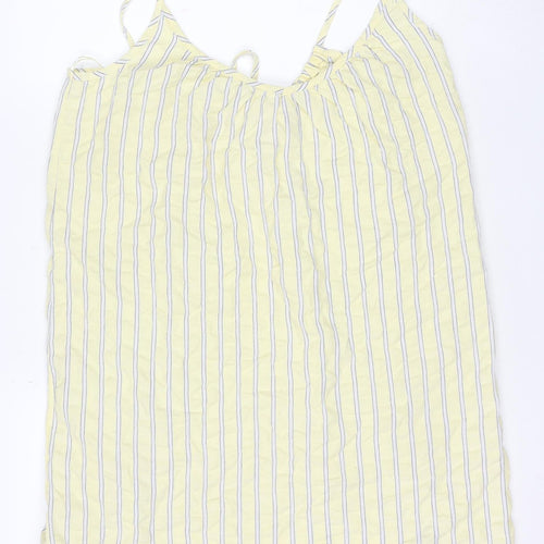 Marks and Spencer Womens Yellow Striped Cotton Slip Dress Size 12