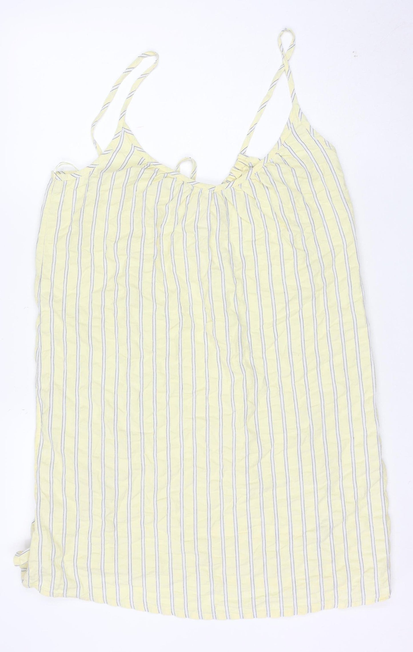 Marks and Spencer Womens Yellow Striped Cotton Slip Dress Size 12