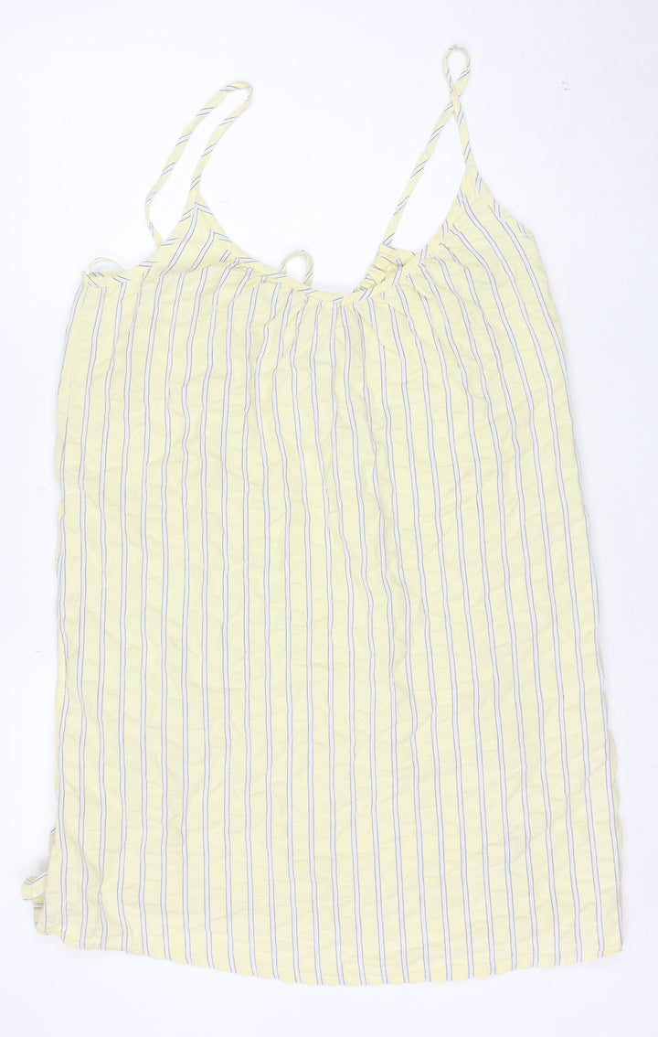 Marks and Spencer Womens Yellow Striped Cotton Slip Dress Size 12