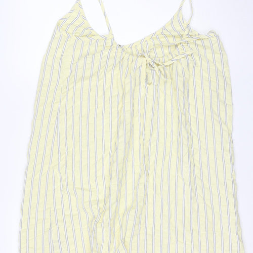Marks and Spencer Womens Yellow Striped Cotton Slip Dress Size 12