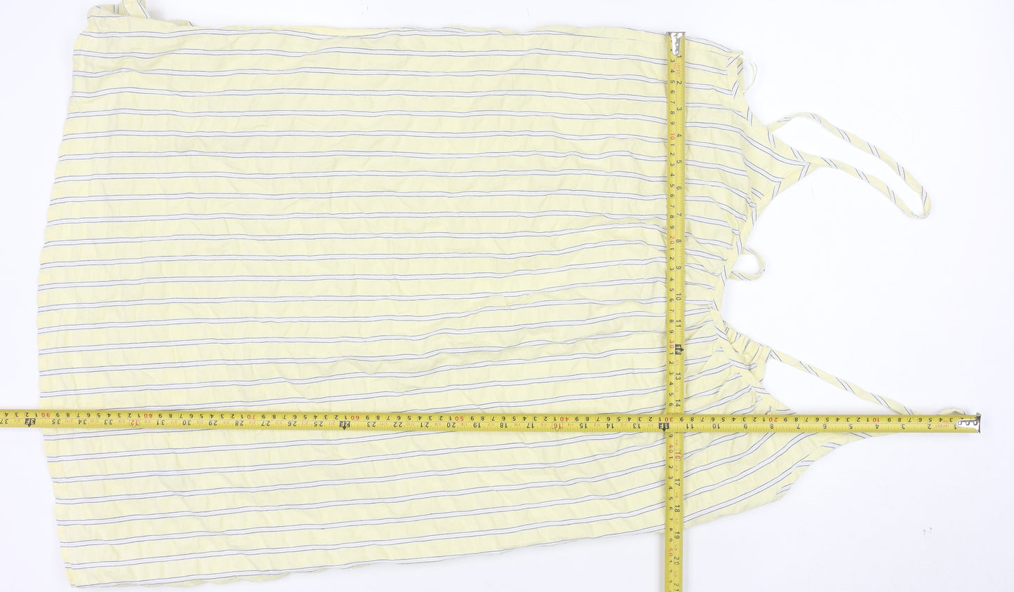 Marks and Spencer Womens Yellow Striped Cotton Slip Dress Size 12