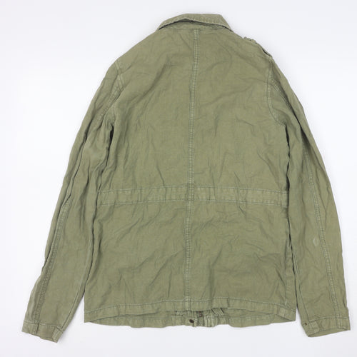 New Look Womens Green Military Jacket Size 8 Cotton Mid-Length