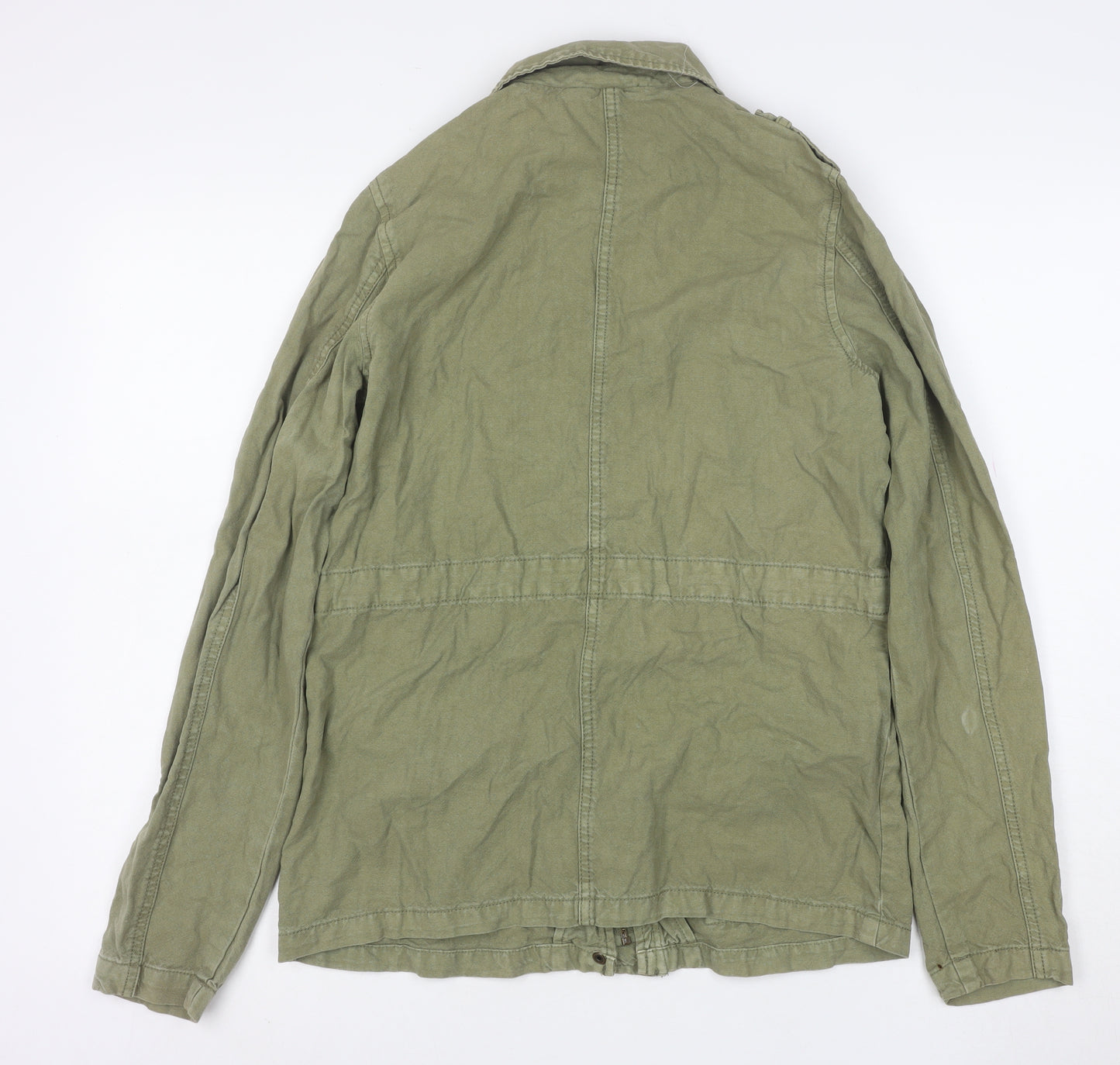 New Look Womens Green Military Jacket Size 8 Cotton Mid-Length